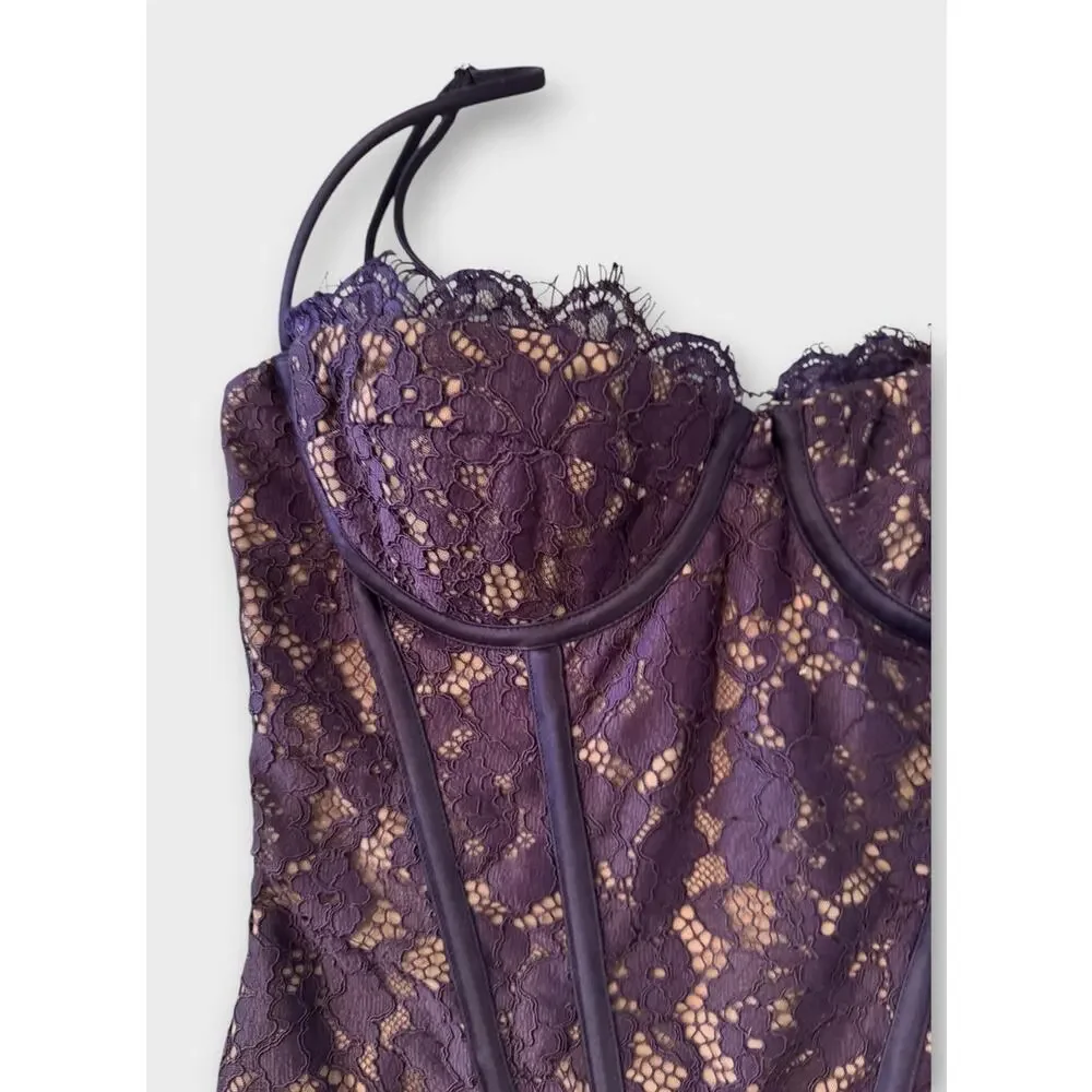 NEW HOUSE OF CB Mila Night Shade Lace Underwired Corset Size Medium - Picture 8 of 12